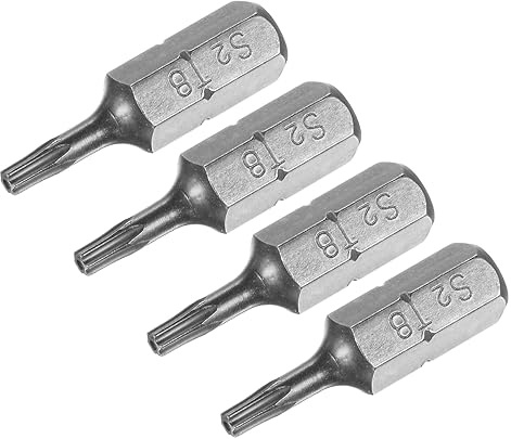 uxcell Torx Bits - Destornillador magnético T8 con vástago hexagonal de 1/4 de pulgada de longitud de 25 mm de longitud, punta de destornillador S2, aleación de acero, 4 unidades