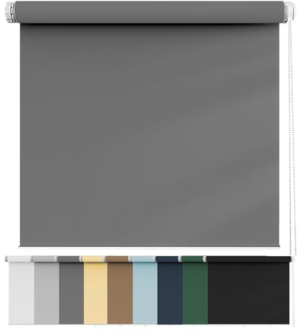 Tenda A Rullo Per Interni 65 x 80 cm, Protezione Solare e della Privacy, Tenda A Rullo Decorate, Incl. materiale di montaggio, per Finestre Porte, Grigio Scuro