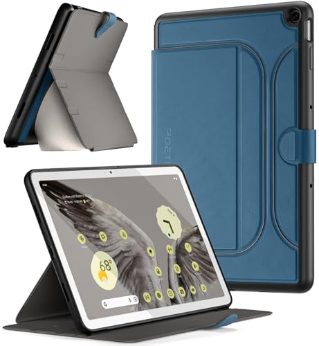 Poetic Explorer Magnetische Folio-Standhülle, entworfen für Google Pixel Tablet (2023), magnetische Fidget-Mount-Hülle für Google Pixel Tablet, Blaugrün