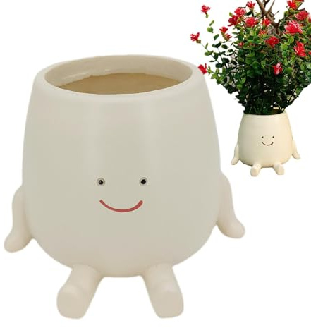 Youany Macetas Originales de Cara Oscilante, Macetas de Resina con Cabeza, Lindas Macetas de Flores Suculentas para Interiores, Maceta de Resina y Cactus Sentado para Plantas de Interior y Exterior
