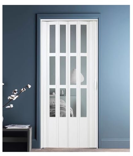 falttüren schiebetür 3-Lite-Falttüren mit klaren Glasplatten, Falttür als Sichtschutz für Schlafzimmer, Küche, Waschküche, mehrfach gefaltete Schiebetür im Scheunenstil, individuelle Größen(48x80in(12
