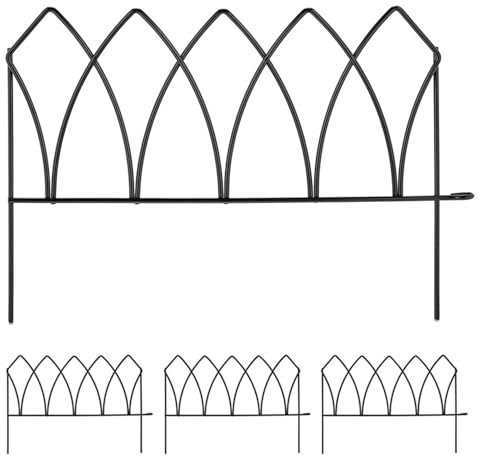 Recinzione Giardino in Metallo, Palizzata per Aiuole, Recinzione per laghetto, Recinzione per Animali Domestici, Set da 4 Pannelli per Cortile e Giardino