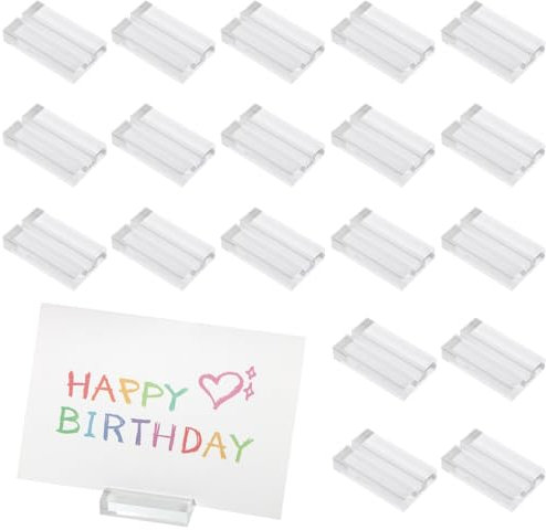 YOFAPA 24-teiliges Acryl-Ständerset, transparente Tischkartenhalter, langlebige Hochzeitsschildhalter, Tischnummernkartenständer mit Kartenschlitz, Visitenkartenständer für Restaurantausstellungen
