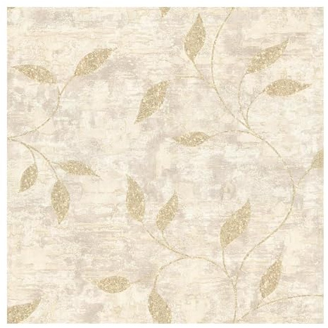 Boutique Ornamental Leaf Cream Textured Floral Wallpaper