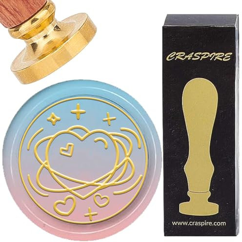 craspire Siegelstempel In Herzform Wachs Siegelstempel 30mm Messingkopf Mit Holzgriff Herzen Ersatz Abnehmbar Vintage Retro Siegelstempel Für Hochzeit Party Umschläge Einladungen Scrapbooking DIY