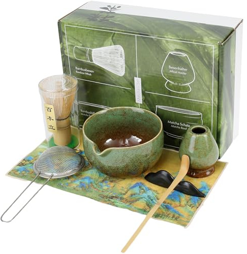 Guniata Juego de 7 batidores Matcha, versátil kit de té matcha con batidor, cuchara y colador para principiantes en (A)