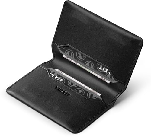 VULKIT Tarjetero Minimalista Delgado de Cuero con Bloqueo RFID y Cierre Magnético para Tarjetas de Crédito