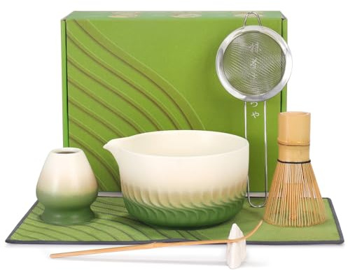 GKXLH Juego de 7 batidores de cerámica para matcha, kit de matcha para los amantes del matcha, el juego de té matcha incluye cuenco matcha, batidor y soporte, cuchara, soporte para cucharas, tamiz y