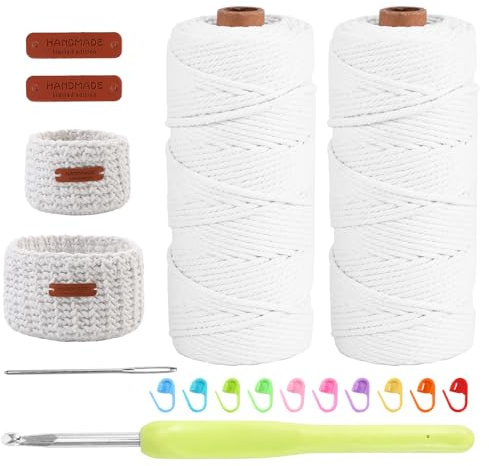 ZONJIE Häkelset für runde Körbe, DIY-Häkelset für Anfänger mit Häkelanleitung, Häkelnadel und Häkelwolle, Häkeln lernen