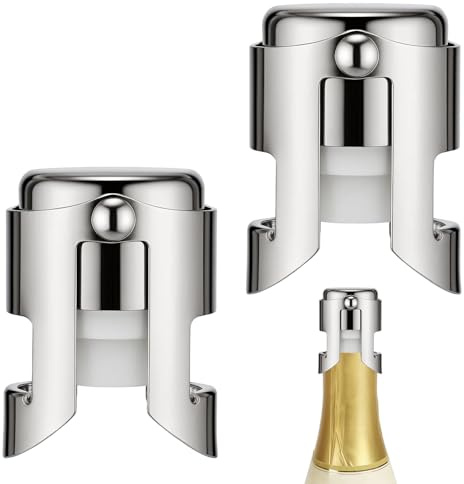 2pcs Champagne Stoppers, Champagne Stoppers, 2 Wine Bottle Stoppers for Wine Bottles, Keep Champagne Bubbles Fresh, Long Spout Design for Easy Use, Suitable for Home Bars and Restaurants