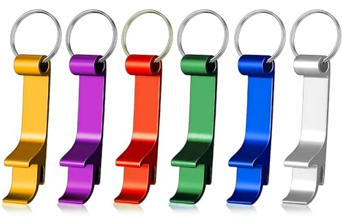 6Pcs Bottle Opener Keyring, Beer Bottles Caps Cans Openers Keychain, Mini Keyring Bottle Opener for Daily Use, Party, Festivals, and Gatherings