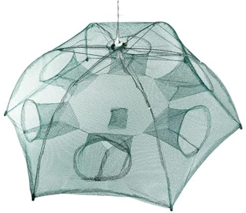 Trampa para Peces, Malla de Nailon, Trampa para pececillos Estilo Paraguas Plegable Robusta, Red portátil para pececillos de 37x16 Pulgadas para Peces, camarones, cangrejos y cangrejos