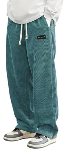 Générique Pantalon Velours Homme Japonais Côtelé Kirakuco Pantalon Taille Elastique Hiver Chaud Sweatpants Décontracté Grande Taille Baggy Jogging avec Poche Streetwear