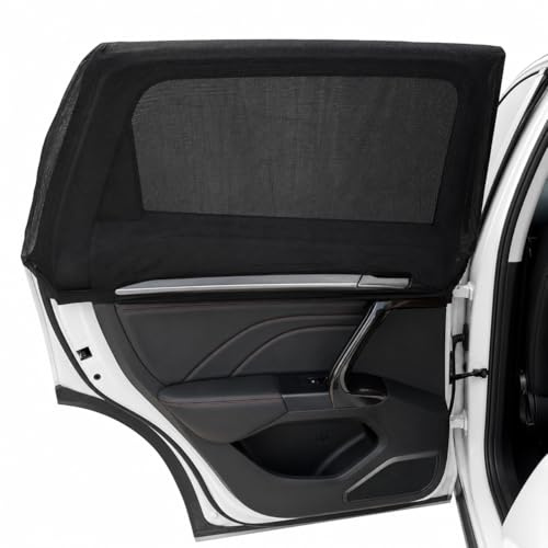 NOYVYDS Parasol Coche Bebé para Ventanas Laterales Traseras, 2 Unidades | Protección UV, Mosquitera Coche Elástica y Transpirable para Niños y Mascotas, Permite Ventilar, Fácil Instalación, Universal