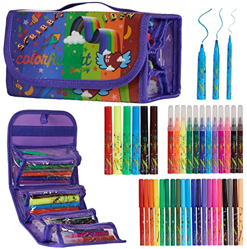 Duftstifte Set mit Mäppchen - Stifte Set für Kinder - Filzstifte mit Früchte Geruch - extra viel Platz im Mäppchen - 38 duftende Stifte für Mädchen - besonderes Mitgebsel für Kindergeburtstage