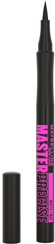 Maybelline Eyestudio Master Precise All Day Waterproof Liquid Eyeliner Makeup, Matte Black, 1 Count (Packaging May Vary)