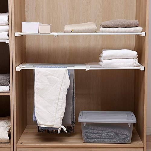 Cocoarm Teleskopregal Schrank Teleskop Regalboden Ausziehbares Garderobensystem Regal Skalierbare Regaleinsatz Kleiderschrank Trennwand DIY Separator Schrankregal Verstellbare Länge 73,2-128 cm