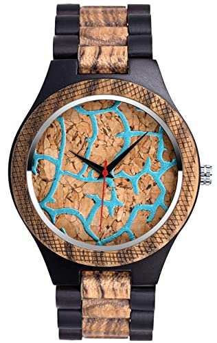 SUPBRO Holzuhren Herren Uhren Holz-Armbanduhr Uhr für Männer Analog Armbanduhr Holzuhr Quarzwerk mit Lederband