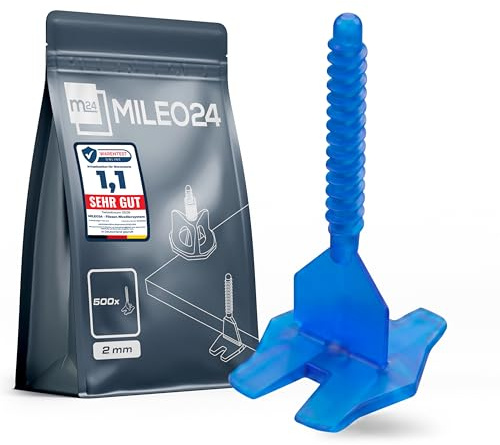 MILEO24 Fliesen-Nivelliersystem Fugenkreuze Set I 500 x 2mm Gewindelaschen I Verlegehilfe Fliesenkeile - Satz I Fugen AUSWAHL 1-3mm