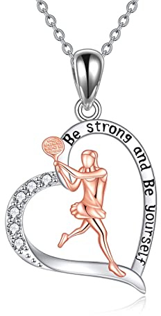 YAFEINI Sport Liebhaber Geschenke für Damen Mädchen 925 Sterling Silber Tennis Kette Anhänger Inspirierende Schmuck für Tennis Liebhaber