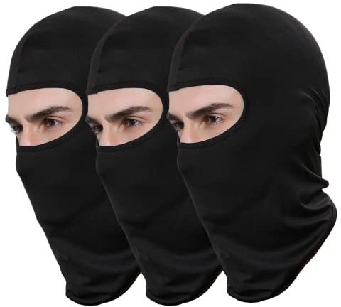 Valtreecho 2Pcs 3Pcs Full Face Cover Black Balaclava Protection Warm Windproof Ski Motorcycle Cycling Neck Hat Outdoor Sports