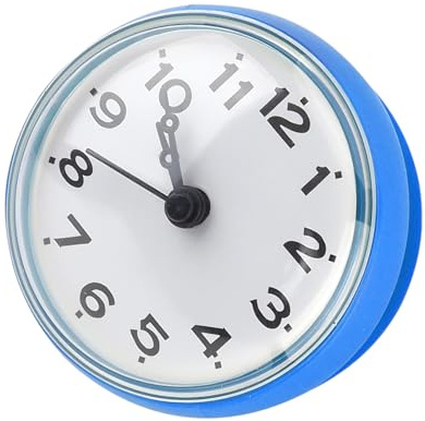 VIFERR Bathroom Clock Mini Waterproof Shower Clock Suction Wall Window Mirror Bath Shower Clocks,Round Modern Wall Clocks for Home Bathroom Kitchen (Blue)