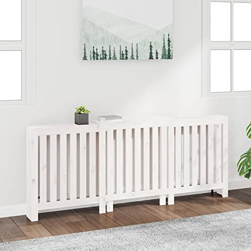 ZHOUMIN Heizkörperverkleidung, Heizung Abdeckung, Radiator Cover, Heizungsabdeckung, Heizkörper Verkleidungen, Abdeckung Heizung, Weiß 210x21x85 cm Massivholz Kiefer