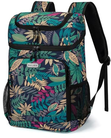 BAGLHER Cooler Backpack 30 Cans, Leakproof Waterproof Cooler Bag with 5 Reusable Ice Pack for Camping, Beach, Hiking, Hawaii