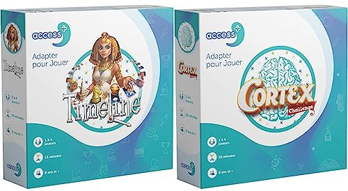 Access+| LOT 2 Jeux de Société adaptés pour Les Troubles cognitifs | 1 Jeu de Connaissance Timeline dès 8 ans + 1 Jeu de Mémoire Cortex dès 6 ans | 1 à 4 Joueurs | 15 à 20 min