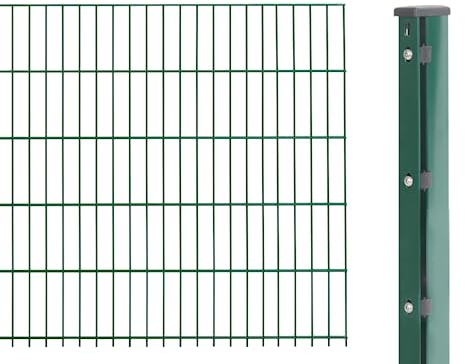 Alberts 644673 Doppelstabmattenzaun als Zaun-Komplettset | verschiedene Längen und Höhen | kunststoffbeschichtet, grün | Höhe 103 cm | Länge 2,5 m