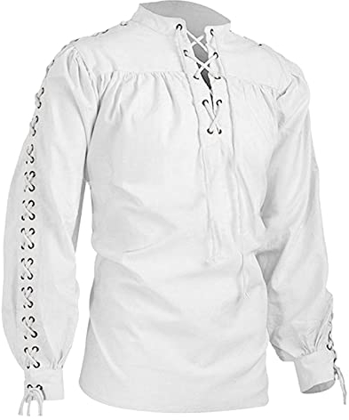 Steampunk Herren, Wikinger Cosplay Mittelalter Hemd Langarm Schwarz Leinen Shirt 4XL Römer Sommerhemd Historische Kettenhemd Gothic Sommer Ohne Kragen Leinenhemd Piratenkostüm