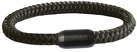 Paris Montana Paracord Armband | Schwarzer Magnetverschluss | geflochten aus Seemannsgarn | Segeltau | Maritim & Wasserfest | 8 mm Ø | Handgemacht | Damen und Herren | (Schwarz, 19.00)