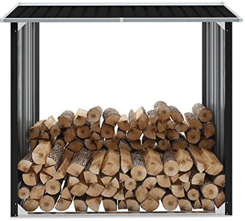 FIRBNUS Brennholzlager Verzinkter Stahl 172x91x154 cm Anthrazit Kaminholzregal Aussen Holzunterstand Metall Garten Brennholzlager Brennholz Unterstand Firewood Storage Holzaufbewahrung Outdoor