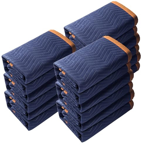 VEVOR Möbelöverdrag 2032 x 1829 mm robusta förpackningsskydd överdrag set med 12 återvunnet icke-vävt bomullstyg för att skydda möbler golv, blå/orange
