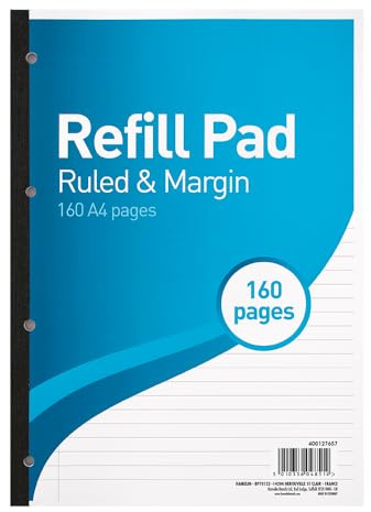 SUMMIT A4 Lined Paper, Refill Pad, Ruled and Margin, 160 Page, Single Notepad