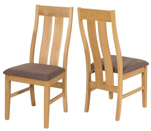 Mendler Lot de 2 chaises de Salle à Manger HWC-M58 Bois Massif Structure Claire Taupe