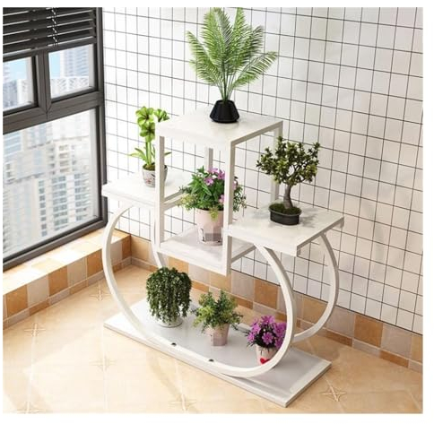 Pflanzenständer Blumenständer Blumenregal Metall-Pflanzenständer, Hohes Pflanzenregal Für Mehrere Pflanzen, Holz-Blumenregal Für Den Innenbereich Pflanzenregal Blumenbank ( Color : White , Size : 25*2
