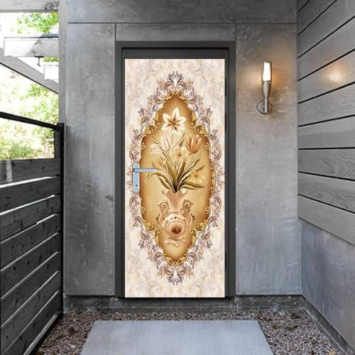 3D Türaufkleber Selbstklebend Türtapete Türfolie Vase Floral Vintage 80 X 200 Cm Selbstklebend Türfolie Poster Tapete Wandtattoo Tür Wandbild Aufkleber Schlafzimmer Bad Büro Hause - Türfoto -6W6A8E6Q5