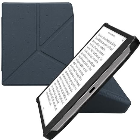 kwmobile Origami-fodral kompatibelt med Pocketbook Era/Era färgfodral – smalt PU-läderfodral med stativ – mörkblå