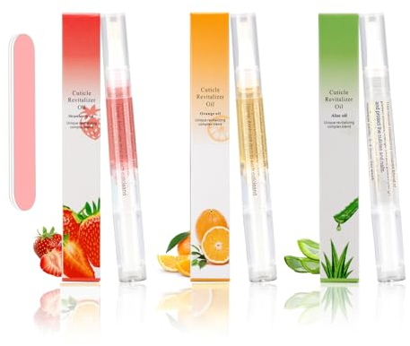 Nagelhautölstift,3 STÜCKE Ernährungsölstift mit Nagelfeile,Nagelhautöl für Nägel mit natürlichen Inhaltsstoffen,Nagelöl-Nagelhaut zur Reparatur von rissigen und trockenen Nägeln