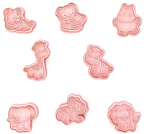 EORPAVU Emporte-pièces,Moule à biscuits en forme d'animaux de la forêt, girafe de dessin animé, outil de cuisson de fondant tridimensionnel(8 pièces)