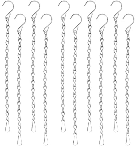 PATIKIL 9.5 Inch Hanging Chains, 10 Pcs Hanging Plants Basket Bird Feeder Wind Chimes Billboards Photo and Indoor and Outdoor Decor, Silver