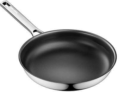 Innerwell Padella in titanio in ceramica, 20 cm, a induzione, in acciaio inox con rivestimento antiaderente, resistente al forno, senza PFOA, per tutti i piani cottura, nero