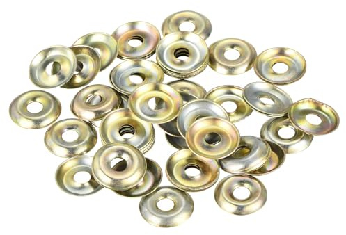 QUARKZMAN 60 Piezas Arandela de Copa Avellanada ID M4 x OD 14mm x Gros 2mm | Hierro Amarillo Arandelas de Acabado Avellanadas para Tornillos M4