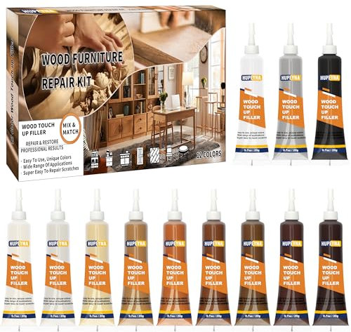 Laminat Reparaturset, Parkett Reparaturset, 12 Farben Holz Reparaturset, Holzreparaturmasse Reparatur von Rissen, Kratzern, Verfärbungen für Boden, Holzschrank, Tür, Holzmöbel, Tischoberflächen