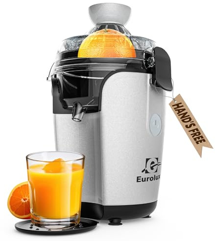 Eurolux Hands-Free Electric Citrus Juicer Machine, Orange Lime Grapefruit Lemon Squeezer, Easy to Clean.