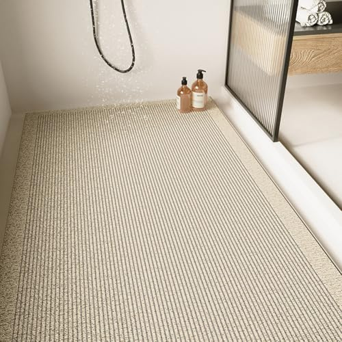 Große, rutschfeste Duschmatte – Anti-Schimmel, Luffa, bequem, weich, mit Ablaufloch, waschbar, schnell trocknend, Badezimmer-Bodenmatte, Massagefüße (Grau, 60 x 120 cm)