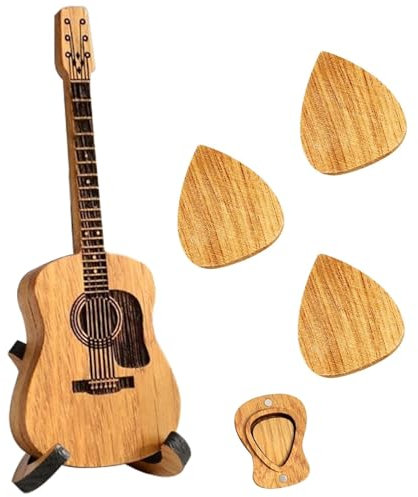 Roinaid Gitarren-Plektren Set - Holz-Pick-Box Mit Plektrum, Akustikgitarre Pick, Aufbewahrungsbox, Halter - Geeignet Für Ukulele-Liebhaber