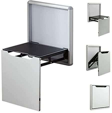 An der Wand montierter, zusammenklappbarer, unsichtbarer Schuhwechselstuhl, Klapphocker aus Aluminiumlegierung, Klapphocker für das Haushaltsbad, Tragkraft 300 kg, für Badezimmer, Veranda, Dusch