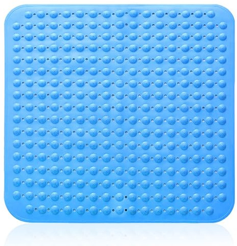 48 x 48 cm Alfombrilla de Ducha Antideslizante, Alfombra de Ducha, Alfombrilla Antideslizante con Ventosas, Para Sauna, Cuarto de Ducha, a Prueba de Lavadoras, Cuadrada, azul marino